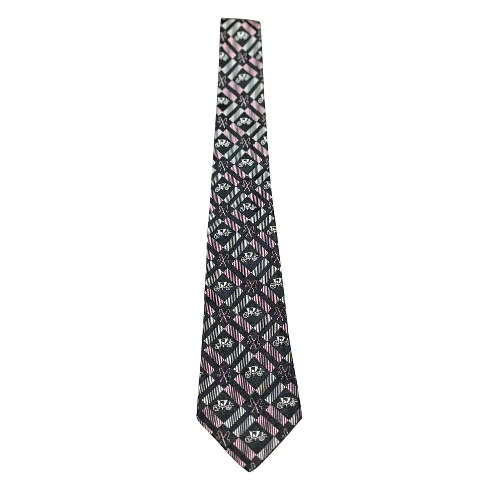 Vintage Regal X Arko's Classic Neck Tie Black/White/Pink Geometric Print